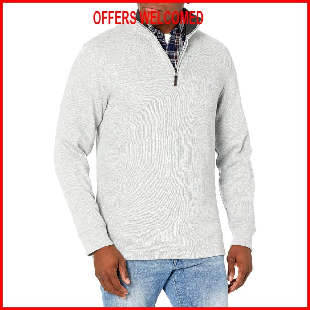 Men's Quarter-Zip French Rib Sweater Pullover Casual Wear